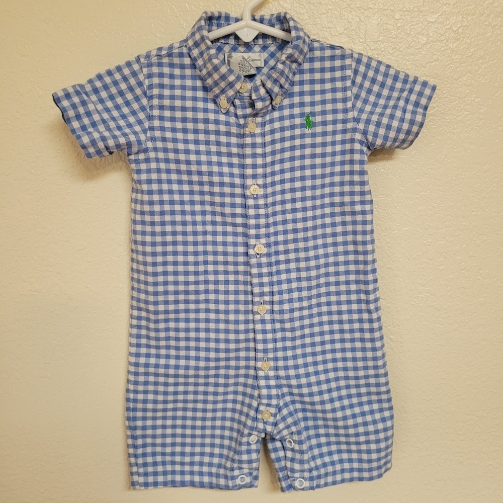 Ralph Lauren Kids Blue and White Checkered Outfit 9 M